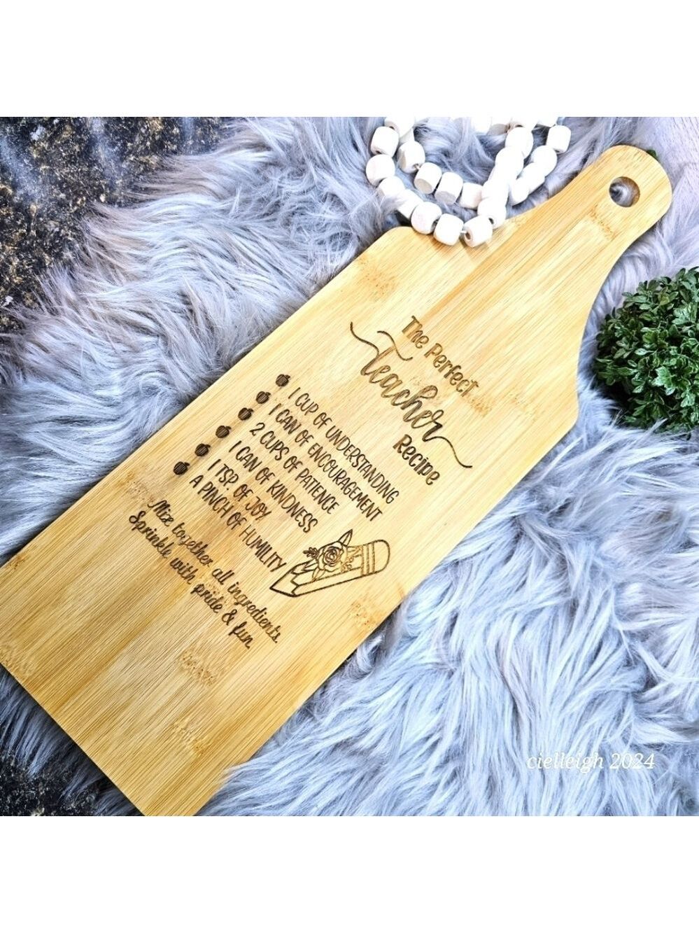 The Perfect Teacher Recipe Custom Bamboo Cutting board Handcrafted